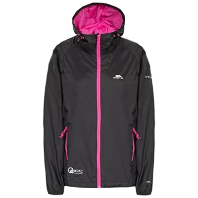 Abbildung von Trespass Qikpac Female Jacket, Raspberry, XXS, Kompakt Zusammenrollbare Wasserdichte Jacke für Damen, XX Small / 2XS 2X Small, Rosa Pink