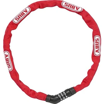 Abbildung von ABUS Kettenschloss Steel O Chain 4804C Zahlenschloss aus Spezialstahl Sicherheitslevel 3 75 cm Rot