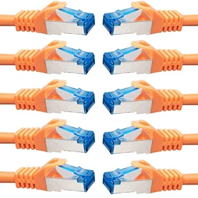Abbildung von BIGtec 10 Stück 0,25m CAT.7 Gigabit Patchkabel Netzwerkkabel orange Kupferkabel Patch Ethernt LAN DSL Kabel CAT7 (RJ45, Cat 7, S/FTP PIMF) 25cm