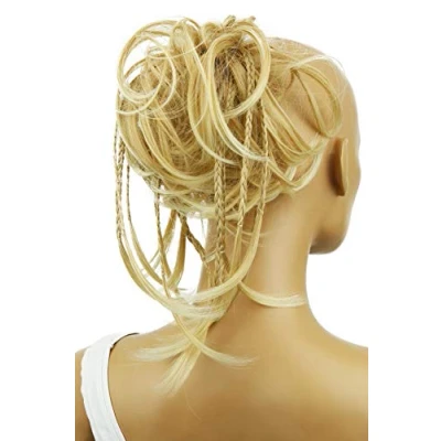 Abbildung von CAISHA XXL Haarteil Haargummi Daisy Dutt Hochsteckfrisuren Mit Geflochtenen Zöpfen Gewellt Kunstfaser Hitzebeständig DM17cm Hellblond G5D