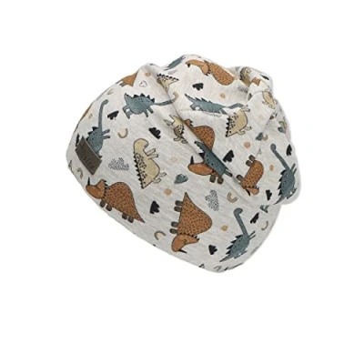 Abbildung von Sterntaler Beanie Dino Lässige Baby Mütze aus Melange Jersey mit allover Druck Jungen UV Schutz 50+ variabel tragbar und Kinder Übergangsmütze, silber, Größe 47