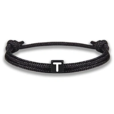 Abbildung von GD GOOD.designs Armband mit Buchstabe T Verstellbares Partnerarmband (14cm 25cm) schwarz geflochtenen Seil