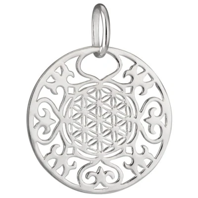 Abbildung von Vinani Anhänger Lebensblume Blume des Lebens Mandala filigran glänzend Sterling Silber 925 AMAN EZ