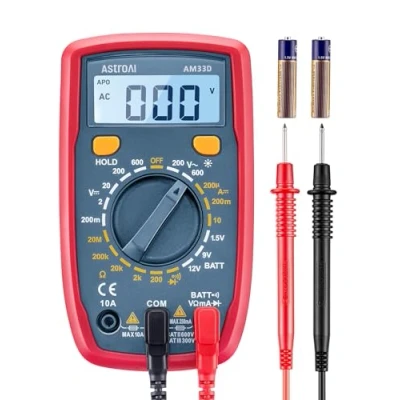 Abbildung von AstroAI Digital Multimeter voltmeter strommessgerät Tester Messung von AC/DC Spannung, DC Strom, Widerstand, Diode, Kontinuität Messinstrument mit großes LCD Anzeige und Hintergrundbeleuchtung