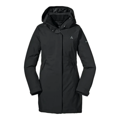 Abbildung von Schöffel Damen Insulated Jacket Bastianisee L, funktionale Winterjacke mit abnehmbarer Kapuze, wasserdichte und windabweisende Outdoor Jacke 4 Wege Stretch, black, 38