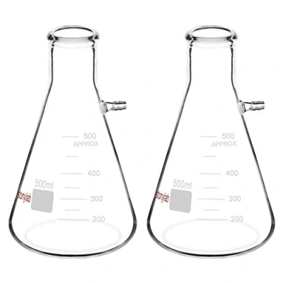 Abbildung von StonyLab 2er Pack 500ml Borosilikatglas Filterkolben, Glass Filtering Flask, Bolzenhals mit Röhrchen 500 ml