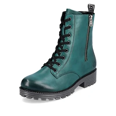 Abbildung von Remonte Damen Combat Boots D0W71, Frauen Stiefeletten,lose Einlage,uebergangsstiefel,schnürstiefel,Winterstiefel,Winterschuhe,warm,blau (12),38 EU