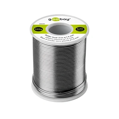Abbildung von goobay 40849 Lötzinn bleifrei ø 1,5mm Lötdraht mit Flussmittel, 0.3 % Silber &amp; 0.7 Kupfer, 217 C Schmelzpunkt, Löt Zinn bleifreies Löten, 500g