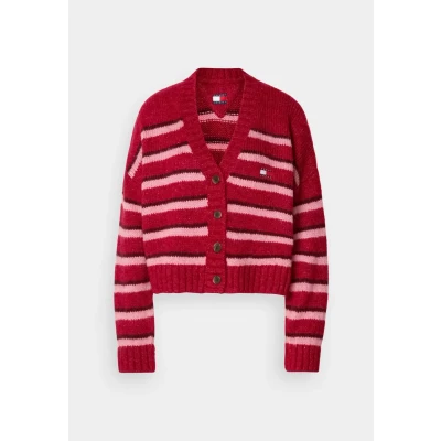 Abbildung von Tommy Jeans Strickjacke »TJW BADGE STRIPE FLUFF CARDI EXT«