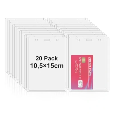Abbildung von Fushing A6 Ausweishülle, ID Card Namensschild Ausweishalter Displayschutzfolie Locher für Business Schule Event 150x105mm (20)