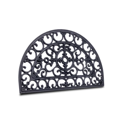 Abbildung von Hanse Home Fußmatte Gummi 45x75cm rutschfest und Wetterfest Outdoor Schmutzfangmatte Gusseisen Optik für Innen Außen Fußabtreter Halbrund Flur, Terrasse, Eingangsbereich