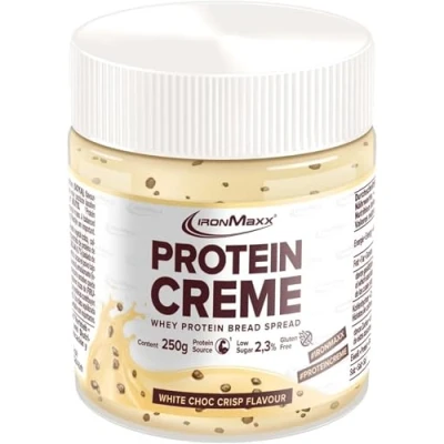 Abbildung von IronMaxx protein Creme White Choc Crisp 250g cremiger high Brotaufstrich low carb, sugar für eine gesunde Ernährung geeignet