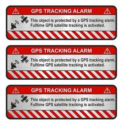 Abbildung von Finest Folia 9X GPS Aufkleber Fahrrad Motorrad Auto Alarm Warnung Anti Diebstahl Sticker Tracker gesichert (Aluminium Schliff Silber, R057 Object)