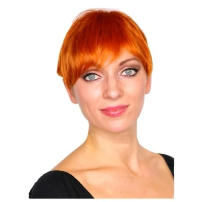 Abbildung von Prettyland Damen Herren kupfer Orange Rot Kurzhaar Perücke Stufen Schnitt Glatt Pixie kurz Wig C643