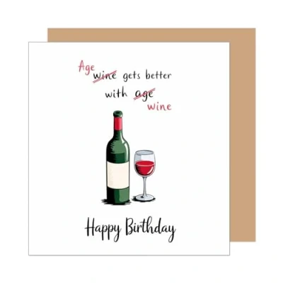 Abbildung von Edition Seidel Premium quadratische Geburtstagskarte mit Umschlag. Glückwunschkarte Happy Birthday Karte Spruch für Mann Frau Freund Freundin Wein lustig (GQ409 SW025)