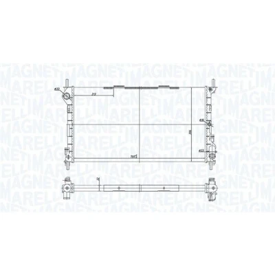 Abbildung von MAGNETI MARELLI 350213181200 Kühler, Motorkühlung 700mm 396mm 32mm Kühlrippen mechanisch gefügt FORD: Transit Connect Mk1 Van