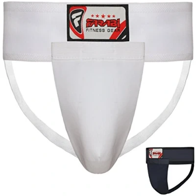Abbildung von Farabi Sports Tiefschutz Herren Kampfsport MMA Muay Thai suspensorium (White, L)
