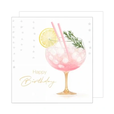 Abbildung von Edition Seidel Premium quadratische Geburtstagskarte mit Umschlag. Glückwunschkarte Happy Birthday Billet Karte für Mann Frau Freundin Freunde rosa Drink (GQ283 SW024)