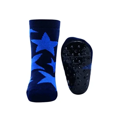 Abbildung von EWERS Stoppersocken Sterne, Socken mit Antirutschsohle für Mädchen und Jungen, Anti Rutsch Gummisohle, MADE IN GERMANY, 1 Paar rutschfeste Kindersocken, Blau, Größe 19 20