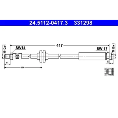 Abbildung von ATE 24.5112 0417.3 Bremsschläuche 417 M10x1 CITROËN: Relay II Van, FIAT: Ducato III Platform / Chassis