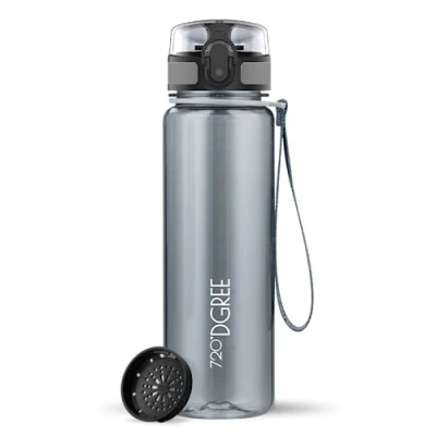 Abbildung von 720DGREE Trinkflasche 500ml “uberBottle“ crystalClear +Sieb BPA Frei, Auslaufsicher Für Kinder, Schule, Sport, Fitness Schmale Wasserflasche aus Tritan Leicht, Stoßfest, Wiederverwendbar