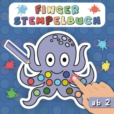 Abbildung von Fingerstempelbuch ab 2 Jahren: Stempelbuch mit 50 Tieren zum Fingerstempeln und Ausmalen