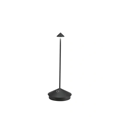 Abbildung von Zafferano, Pina Lamp, Kabellose wiederaufladbare Tischleuchte mit Touch Control, Geeignet für Wohnzimmer und Außenbereich, Dimmer, 2200 3000 K, Höhe 29 cm, Farbe Schwarz