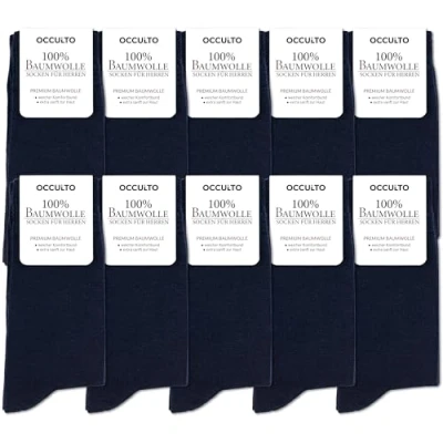 Abbildung von Occulto Herren 100% Baumwolle Socken 10 20er Pack (Modell: Ingo) 39 42 Paar Navy