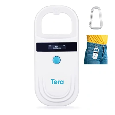 Abbildung von Tera Pet Microchip Reader Scanner mit D Buckle, RFID Tragbarer Tierchip ID OLED Display Wiederaufladbarer Tag für Hund Katze Schwein ISO 11784/11785, FDX B, EMID