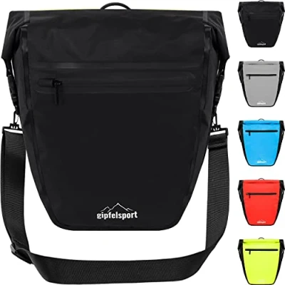 Abbildung von gipfelsport Fahrradtasche für Gepäckträger Gepäckträgertasche I Fahrradtaschen, Satteltaschen mit 21l Volumen wasserdicht, reflektierend, schwarz