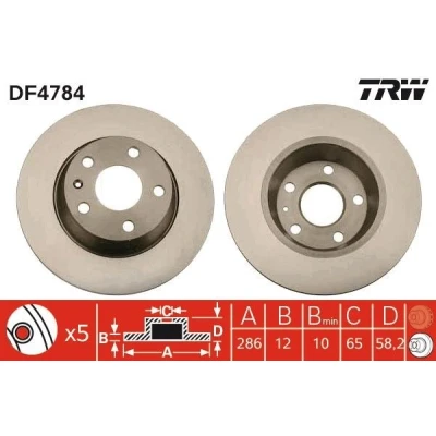 Abbildung von TRW DF4784 Bremsscheibe 286 12 5 112 voll lackiert AUDI: TT Coupe, Roadster
