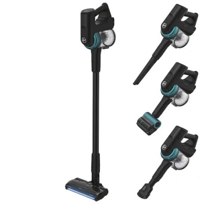 Abbildung von Hoover 360 beweglicher Akku Staubsauger mit Tierhaar Düse &amp; LED, kabellos für alle Bodenarten, Bodendüse Anti Twist gegen Verheddern von eingesaugten Haaren, 1200 POWERTIME [HF410P]