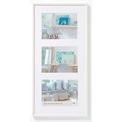 Abbildung von walther design Bilderrahmen weiss 3x 13x18 cm Galerie mit Passepartout, New Lifestyle Kunststoffrahmen KV338W