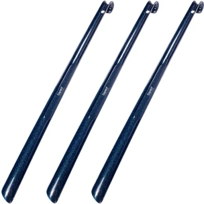 Abbildung von biped 3er Set Kunststoff Schuhlöffel 65 cm mit Haken z1557 (flitter dunkelblau)