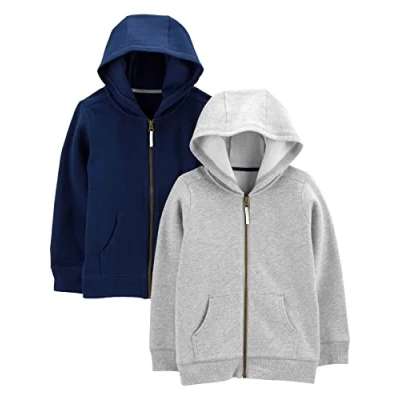 Abbildung von Simple Joys by Carter&#039;s Baby Jungen 2 Pack Fleece Full Zip Fashion Hoodies, Grau/Marineblau, Jahre (2er Pack)