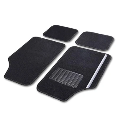 Abbildung von Cartrend 10606 Universal Textilmatte Rally 4 teilig Teppich Matten Stoffmatten Autoteppiche Fussmatten Auto, mit schwarzen Dekorstreifen