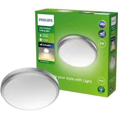 Abbildung von PHILIPS my Garden LED Doris Deckenleuchte Doris, 6W, warmweißes Licht 2700K, IP54 Schutzklasse, Nickel