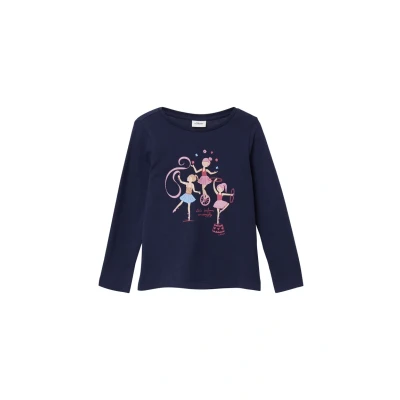 Abbildung von s.Oliver MIT Glitzer Langarmshirt für Kinder, Größe: 116/122, Tiefblau