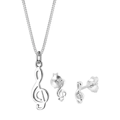 Abbildung von Elli Schmuckset Damen Notenschlüssel Musik in 925 Sterling Silber