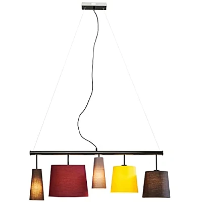 Abbildung von Kare Design Hängelampe Parecchi Colore, Bunt, Höhenverstellbar, 5 Lampenschirme, Leuchtmittel nicht Inklusive, 130cm Kabellänge, Esszimmerlampe hängend, Modern, Baumwollmix, 160x107x30cm (H/B/T)