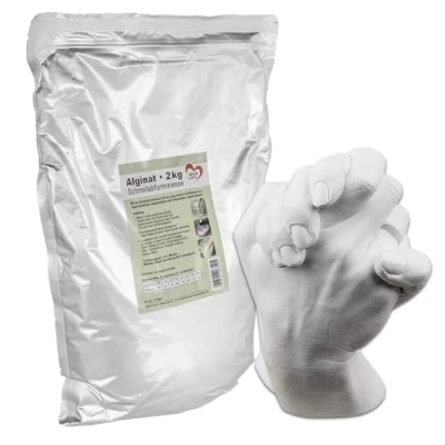 Abbildung von Schnellabformmasse Alginat für 3D Abdrücke Hand und Fuß Abdruck Gips Geschenk Jahrestag, Paare, Geburt Pulver (2 kg)