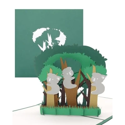 Abbildung von Pop Up Karte „Koala Bären Koalas Australien“ 3D Geburtstagskarte, Souvenir, Einladungskarte &amp; Reisegutschein Geschenkidee und Deko/Dekoration Australien