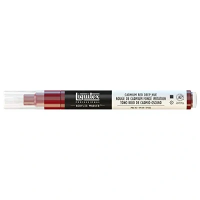 Abbildung von Liquitex 4620311 Professional Paint Marker, Acrylmarker mit hochpigmentierte Acrylfarbe auf Wasserbasis für den Innenbereich &amp; Außenbereich, feine Spitze Kadmiumrot dunkel Farbton