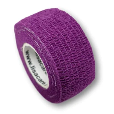 Abbildung von LisaCare Pflasterverband, Wundpflaster, Kinderpflaster, Pflaster auf Rolle, elastisch &amp; ohne Kleber, 2,5cm breit (2er Packung, Lila)