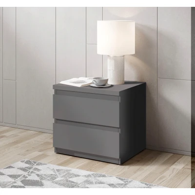 Abbildung von OLLI Nachttisch mit zwei Schubladen in Weiß Moderner Nachtschrank Stauraum für Ihr Bett 45 x 44 38 cm (B/H/T)