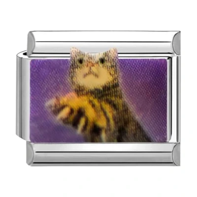 Abbildung von Quiges 9mm Italian Style Charm Modul Edelstahl Katze für Italienische Armbänder