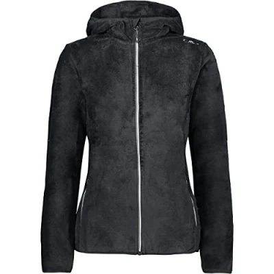Abbildung von CMP Damen Highloft Fleecejacke mit fester Kapuze, Schwarz Graphit, D42