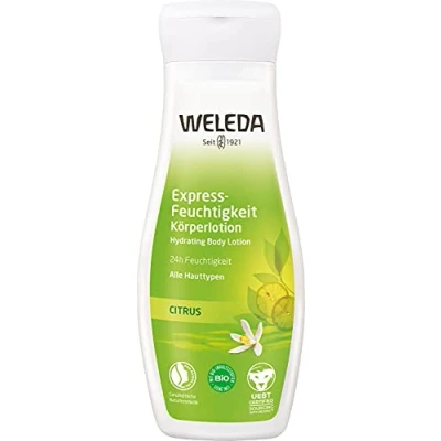 Abbildung von WELEDA Bio Citrus Express Bodylotion Naturkosmetik Körperpflege Lotion mit Aloe Vera Gel &amp; Kokosöl spendet bis zu 24h Feuchtigkeit. Natürliche Körperlotion zur Pflege aller Hauttypen (vegan, 200ml)