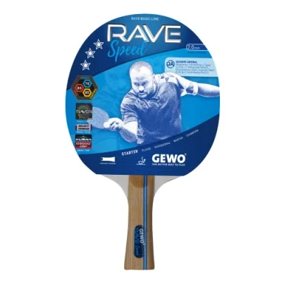 Abbildung von GEWO Rave Speed Tischtennisschläger Kontrollierter Anfänger Komplettschläger mit Raver Belag, hohe Kontrolle und Geschwindigkeit, konkav, 2,0mm Dicker Schwamm