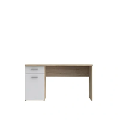 Abbildung von FORTE Net 106 Schreibtisch mit 1 Tür und Schublade, Holzwerkstoff, Sonoma Eiche Dekor kombiniert Weiß, B x H T: 140 76.5 60 cm